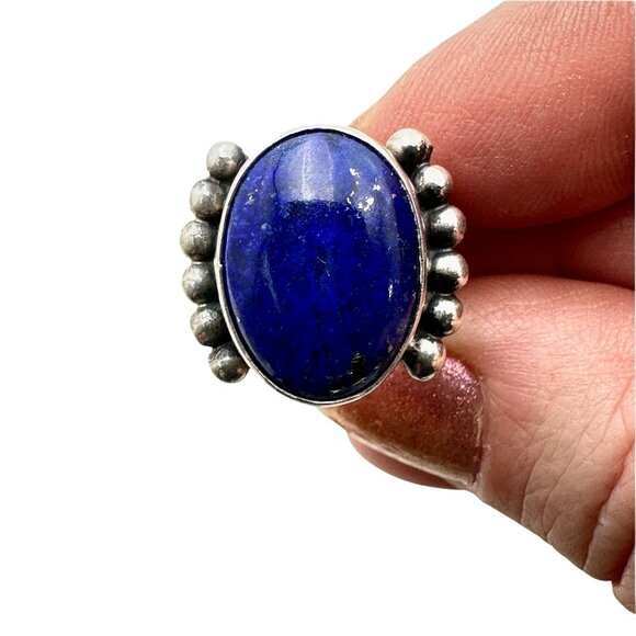 American Southwest Sterling Silver Blue Lapis Lazuli Ring 8.8 Grams Size 5.5 - Picture 3 of 4